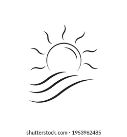 Sun and sea water icon design. isolated on white background