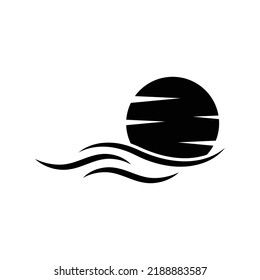 Sun and sea water icon design. Water Wave illustration. isolated on white background