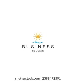 Sun sea water travel business logo design