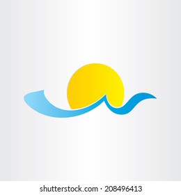 sun and sea wave summer water icon blue tropical tourism