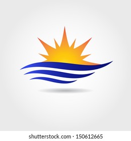 Sun and sea wave symbol