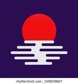 Sun with sea waves. background. vector. Illustrator