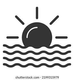 Olas de sol y mar - icono, ilustración sobre fondo blanco, estilo de glifo