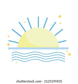 sun sea waves icon isolated