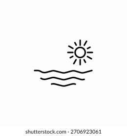 Vector del signo del icono de las olas del sol y del mar