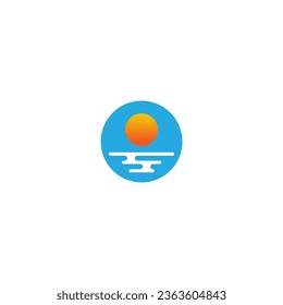 sun and sea waves logo, beach waves, minimalist and simple modern concept