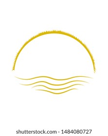 Sun and sea, waves , rising from the ocean