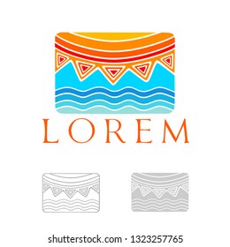 sun and sea waves, summer. logo, emblem. vector illustration eps 10