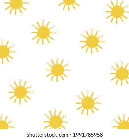 Sun seamless pattern background. Business flat vector illustration. Sun with ray sign symbol pattern.