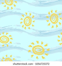 Sun seamless pattern background. flat vector illustration. Sun with ray sign symbol pattern.