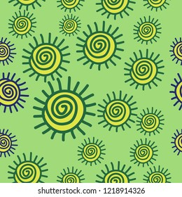 Sun seamless  pattern . Hand drawn.