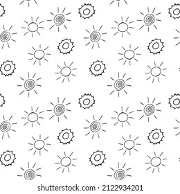 sun seamless pattern hand drawn in doodle style