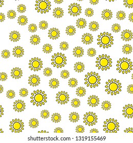 Sun seamless pattern on white background. Paper print design. Abstract retro vector illustration. Trendy textile, fabric, wrapping. Modern space decoration.