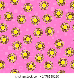 Sun seamless pattern on white background. Paper print design. Abstract retro vector illustration. Trendy textile, fabric, wrapping. Modern space decoration.