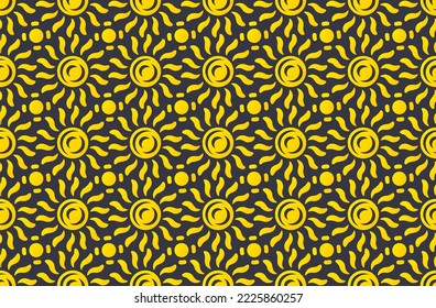 Sun seamless pattern. Repeating abstract pattern with sun symbol. Template for your design projects.