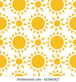Sun seamless. Seamless pattern with suns. Vector illustration, flat style.