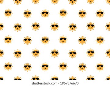 Sun seamless pattern. Sun symbol on white background. Vector