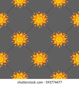 sun seamless pattern vector