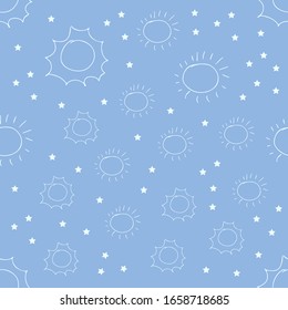 sun seamless pattern vector. Cartoon seamless pattern with sun. Cute vector colorful seamless pattern.