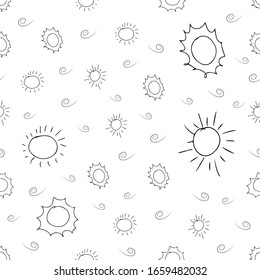 sun seamless pattern vector. Cartoon seamless pattern with sun. Cute vector colorful seamless pattern.