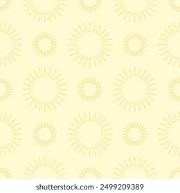 Sun seamless vector pattern. Sunny background.