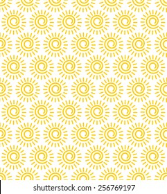 Sun Seamless Vector Pattern. / The whole image is repeatable, and smaller tiles to fill smaller areas.