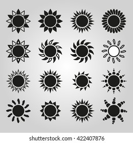 The sun set of 16 icon. Sunrise and sunshine, weather symbol. UI. Web. Logo. Sign. Flat design. App. Stock vector