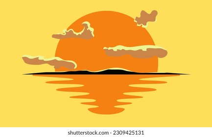 Sun set background design template illustration 