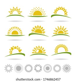 Sun set. Collection icon sun. Vector