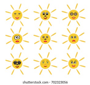 Sun set (emotional face), vector