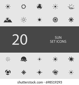 Sun set of flat icons. Simple vector illustration