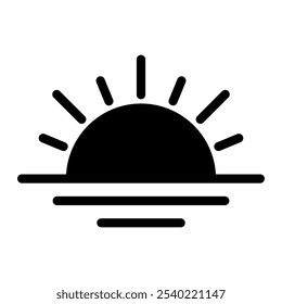 Ícone de conjunto de sol em Preenchimento preto. Estilo de Glifo. Isolado no plano de fundo branco