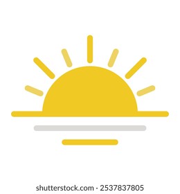 Sun set Icon in Color Fill. Flat Style. Isolated on White Background