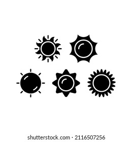 Icono de conjunto de sol aislado en fondo blanco