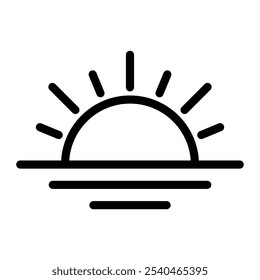 Icono de puesta de sol en estilo de contorno. Arte de la línea. aislado en el fondo blanco
