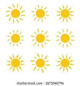 Sun set icon. Yellow sun star collection.