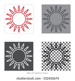Sun of set  icons with four Color Variations of flat style. Vector illustration.