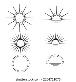 Sun set lines in retro style. Seamless pattern. Vector illustration. Stock image.