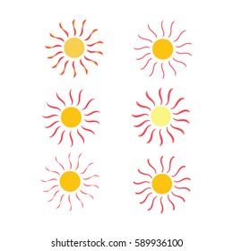 The sun set on white background. 
