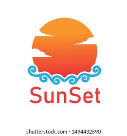 sun set simple logo design template