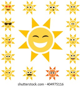 sun set with smiley faces