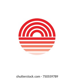 Sun Set Symbol Circle Gradation Design Logo Vector
