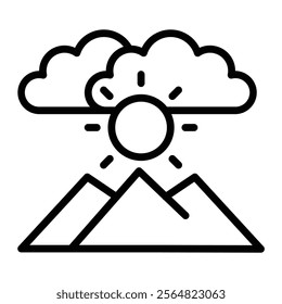 Sun Set Vector Line Icon Design