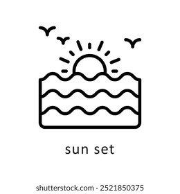 sun set vector outline Icon style illustration. Symbol on White background EPS 10 File