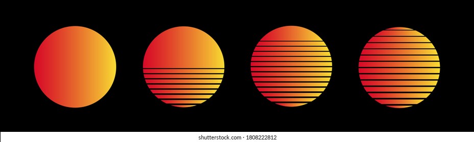 Sun set vector planets icon vector illustration. Vintage music geometric icon illustration