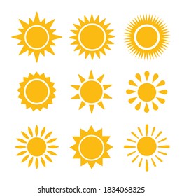 Sun set of yellow vector icons.
 - Shutterstock ID 1834068325