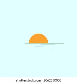 The sun sets over land and sea