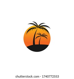 The sun is setting on the beach illustration vector design