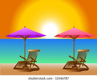 The sun setting on a serene beach