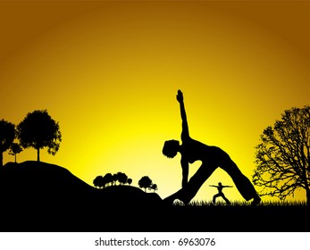 sun setting on a yoga session in the middle of a natural wonderland